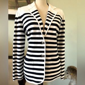 Lauren Ralph Lauren White & Navy sweater blazer w/ CHANEL buttons- Sz M